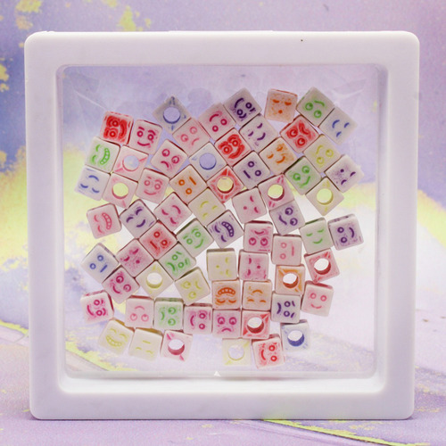 Cuenta Separador Acrílico 100g Pulseras Bisutería Collares Carita Cubo 320pz 7 Mm 7 Mm