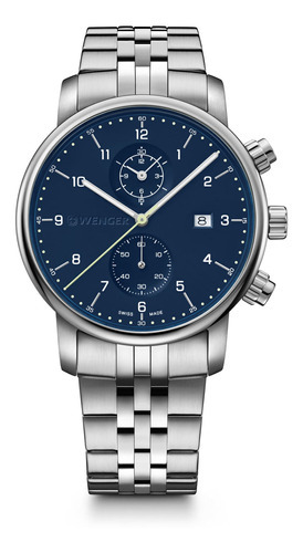 Relógio Wenger Urban Classic Chronograph Azul Relógio Wenger Cor da correia Prateado Cor do bisel Prateado