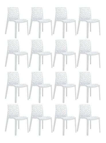 16 Cadeiras Gruvyer Cozinha Jantar Alto Brilho Higlopp  Cor da estrutura da cadeira Branco