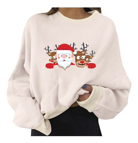 Sudadera Navidad Para Dama Manga Larga Casual Camiseta