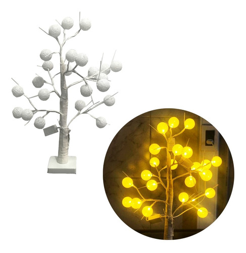 Arbol De Navidad Blanco Luminoso Luces Led Calidas 57 Cm