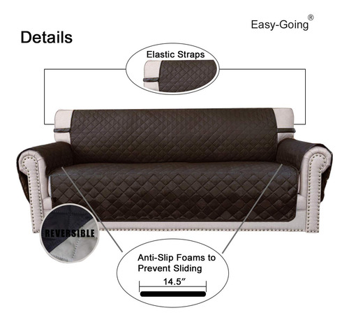Easy-going Funda Reversible Sofá 3 Cojines Chocolate Beige M