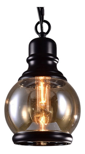 Lampara Colgante Negra Vidrio Ahumado Vintage Retro Mas Led