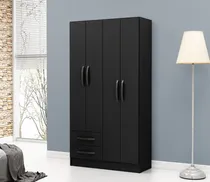 Comprar Ropero Guardaropas Roperia Morpheus Negro 5 Estantes, 4 Espacios De Guardado, Con 4 Puertas Y 2 Cajones En Mdp Y Manijas Premium. Origen Brasil. ¡organiza Tu Ropa Sin Gastar Mucho!