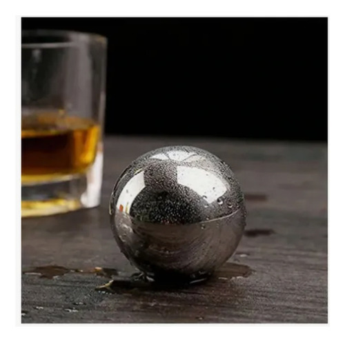 Bolas De Hielo De Metal Para Whisky Bebidas Frío Plateado