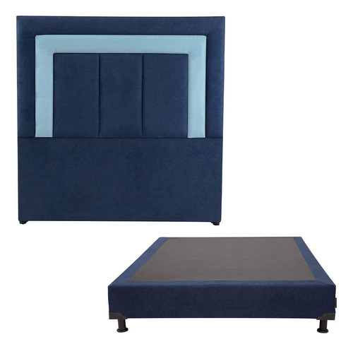 Cabecera Matrimonial Dicasa Bora Azul + Box Dicasa Bless