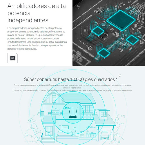 Imagen 7 de 7 de Router TP-Link Archer C58HP negro 110V/220V