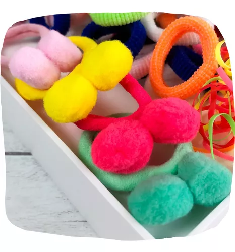 Kit Mini Piranha e elastico de Cabelo Infantil Fofo Colorido