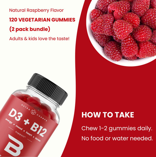 Nutrachamps Gomitas Vitamina D3 Y Metil B12 Sabor Frambuesa