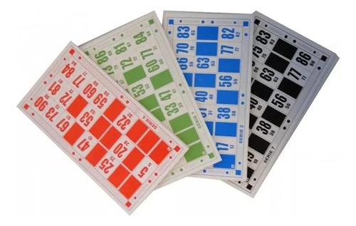 Pack 48 Cartones Para Bingo Loto Hasta El Numero 90 Colores