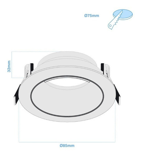 Lampara Spot Embutir Aro Pc Dicro Mr16 Gu10 Led Blanco Negro Color Blanco-negro