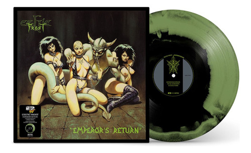 Celtic Frost LP Emperor's Return, vinilo verde y negro en espiral