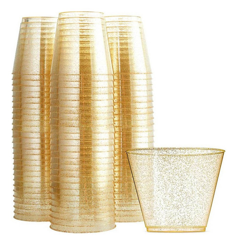 Vasos De Plástico Dorado, Copas De Vino De Plástico Transpar