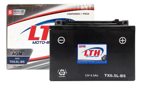 Bateria De Gel Lth Tx6.5l-bs Motobateria Agm 12v 6.5 Amp