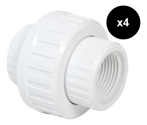 Union Patente 3/4 Pulgada Pvc Con Rosca Blanca X4unidades