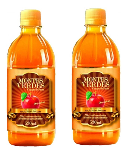 Vinagre De Maçã In Natura 530ml Kit 2un Montes Verdes