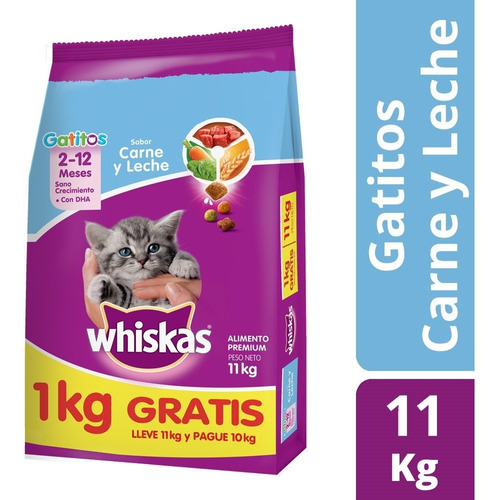 Whiskas Gatitos Carne Y Leche X 11 Kg (10+1kg)