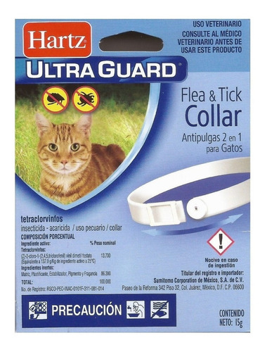 Collar antiparasitario para pulga Hartz UltraGuard para gato color blanco