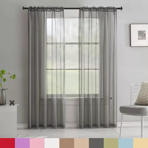 Cortinas traslúcidas de 72 pulgadas de largo, cortinas blancas  transparentes para dormitorio, sala de estar, ventana, cortinas blancas  transparentes