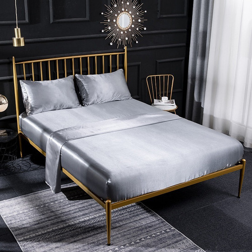 Conjunto De Cama Doble Matrimonial 1800 En Satén 4 Piezas
