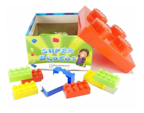 Brinquedo Educativo Infantil Super Blocos 60 Peças	