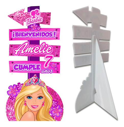 Figura Coroplast Letrero Bienvenida 1m Barbie