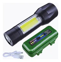Comprar Linterna Tactica Recargable Usb Led + Cob Camping Emergencia Linterna Negro Luz Blanco