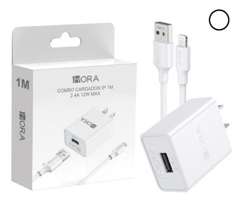 Pack 10 Cargadores 1hora Para Iphone Carga Rapida 12w 2.4a Blanco