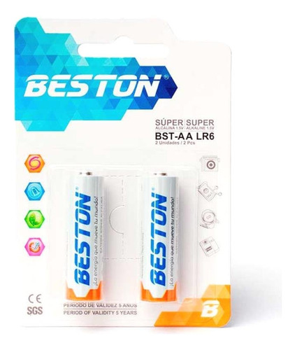 Par X2 Pilas Alcalinas Aa Beston Bst-aa Lr6 Super Durable