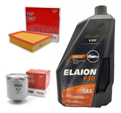 Aceite Ypf Elaion F30 10w40 + Kit De Filtros Vw Voyage 1.6