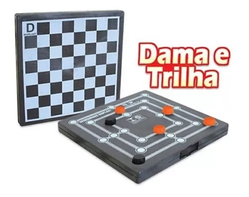 Jogo Dama E Trilha Grande De Madeira E Plastico 32x32 Cm