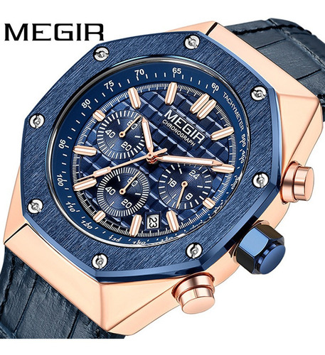 Relojes De Cuarzo Impermeables Megir Chronograph Para Hombre