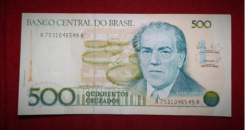 Billete 500 Cruzados Brasil 1988 Pick 212 D 