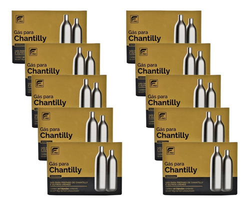 Cápsula Gás Para Chantilly Sifão Kit 10 Caixas 100 Ampola