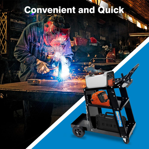 Plqmpp-m Carrito De Soldadura, Carros De Soldadura Resistentes De 3 Niveles Con Almacenamiento De Tanque De Ruedas, Para Soldador Tig Mig Y Cortador De Plasma