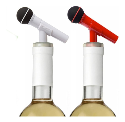 Imagen 1 de 5 de Tapón Para Botellas De Vino Forma De Micrófono (2 Piezas)