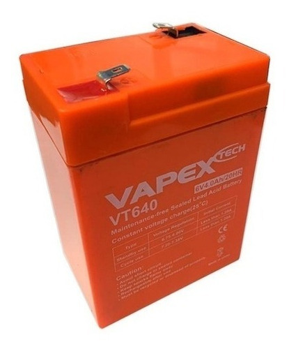 Bat. Gel Vapex 6v 4 Ah Plomo Calcio Gel Luces Emergencia