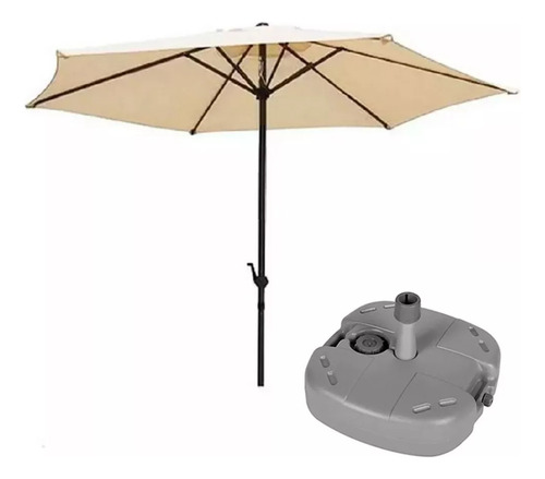 Sombrilla Grande Jardin 3 M Manivela Parasol C/ Base Parante