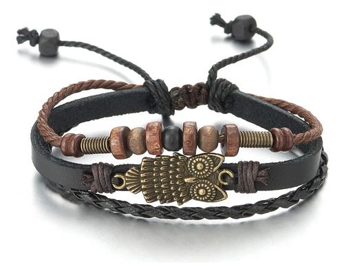 Coolsteelandbeyond Pulsera De Varias Hebras De Cuero Trenzad