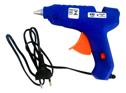Pistola De Cola Quente Grande Botão Desligar E Ligar Bivolt Cor Azul 127 A 220