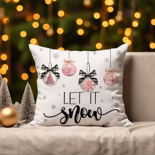 Juego De 4 Fundas De Almohada Rosas 40 X 40 Cm Navidad