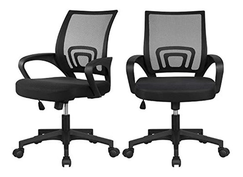 Silla De Oficina Con Soporte Lumbar Negro 45.28x38.78x23.62i