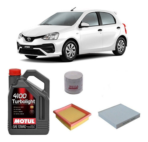 Kit De 3 Filtros Toyota Etios Wega Y Motul 10w40 X4 Litros