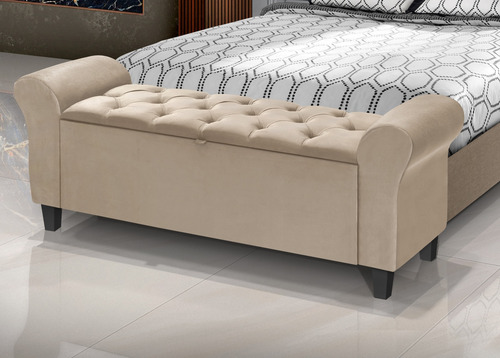 Recamier Banco Baú Paris 190 Cm Com Capitone Em Cores Quarto