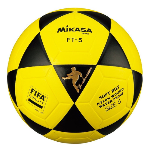 Pelota de fútbol Mikasa FT-5 nº 5 color amarillo y negro