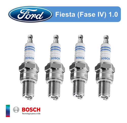 Jogo 4 Vela Bosch Ford Fiesta 1.0 8v 2010-2014