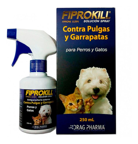 Fiprokill Spray Anti Pulgas, Garrapatas Perros Y Gatos 250ml