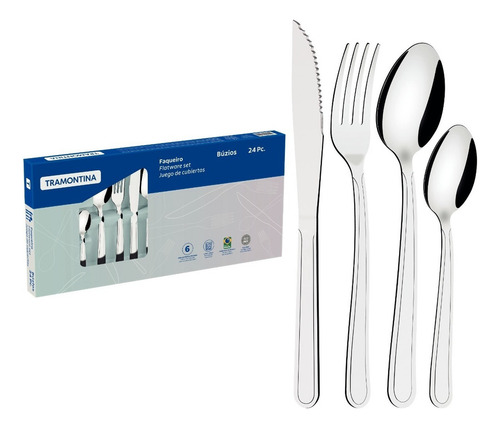 Juego De Cubiertos Acero Inoxidable 24 Pzs Color Gris