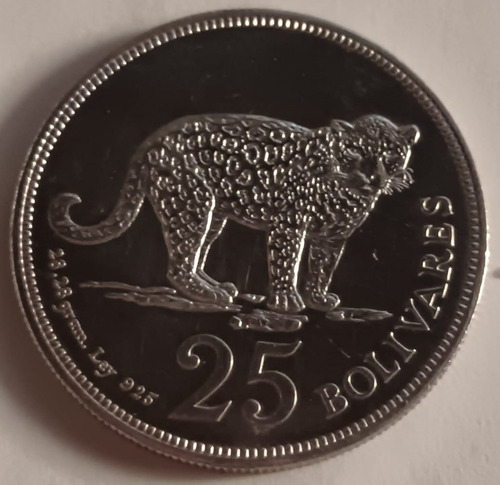 Moneda De Plata 1975 Jaguar 25 Bolivares 