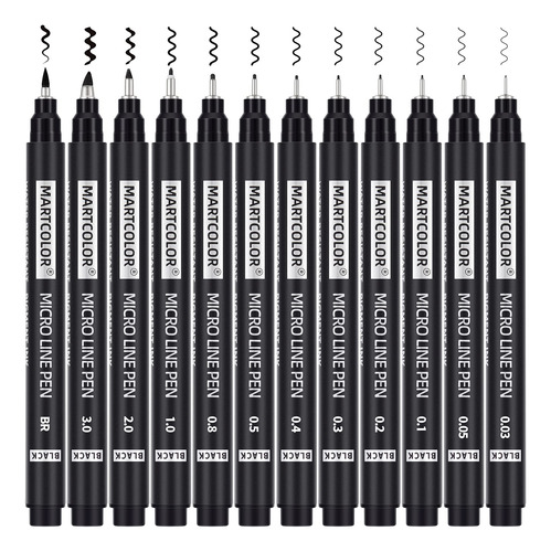 Martcolor Bolgrafos De Tinta Micropen Fineliner, 12 Tamaos N